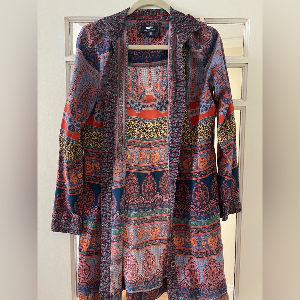 Anthropologie multi color button up dress